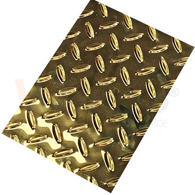 qualidade  Rice Grain Diamond Embossed Stainless Steel Sheet Anti Skid Plate With Titanium Gold Color fábrica