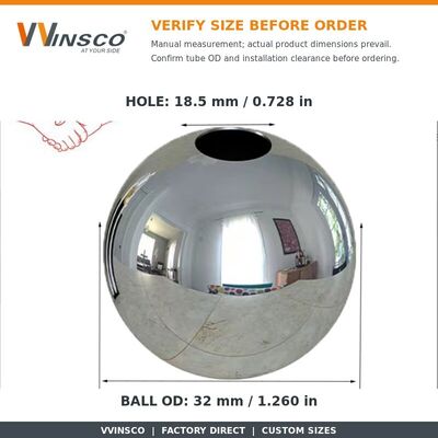 qualidade  Polished Stainless Steel Double-Hole Decorative Ball with Customizable Hole Diameter in 201/304/316 Grades fábrica