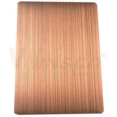 a mão de aço inoxidável decorativa da folha de 1500mmx3000mm enegreceu o bronze vermelho escovado