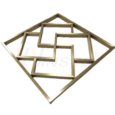 Arte de escultura de parede abstrata geométrica personalizada em aço inoxidável de titânio dourado e fabricação de metal