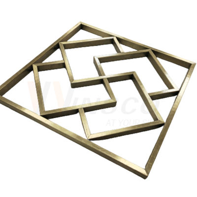 Arte de escultura de parede abstrata geométrica personalizada em aço inoxidável de titânio dourado e fabricação de metal
