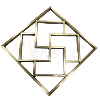 Arte de escultura de parede abstrata geométrica personalizada em aço inoxidável de titânio dourado e fabricação de metal