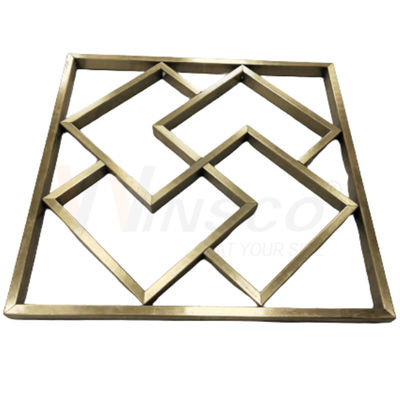Arte de escultura de parede abstrata geométrica personalizada em aço inoxidável de titânio dourado e fabricação de metal