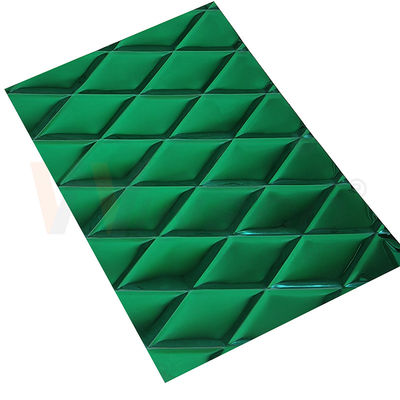 1mm gravou a folha de aço inoxidável Jade Green PVD que reveste a forma pequena do rombo
