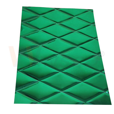 1mm gravou a folha de aço inoxidável Jade Green PVD que reveste a forma pequena do rombo