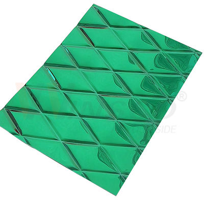 1mm gravou a folha de aço inoxidável Jade Green PVD que reveste a forma pequena do rombo