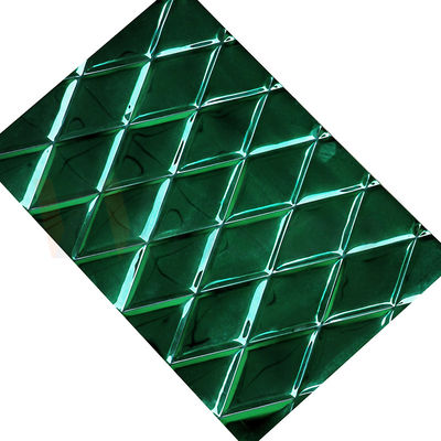 1mm gravou a folha de aço inoxidável Jade Green PVD que reveste a forma pequena do rombo