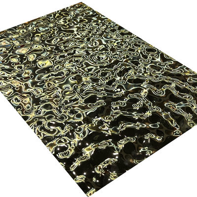 Tamanho médio o ouro de aço inoxidável gravado do titânio da ondinha 8K da água da folha espelhou