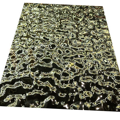 Tamanho médio o ouro de aço inoxidável gravado do titânio da ondinha 8K da água da folha espelhou