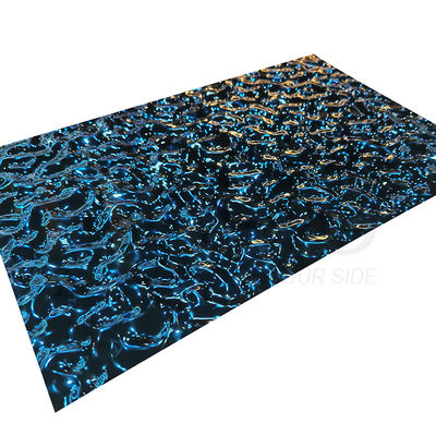Sapphire Blue Color gravou a placa de aço inoxidável com superfície da ondinha da água