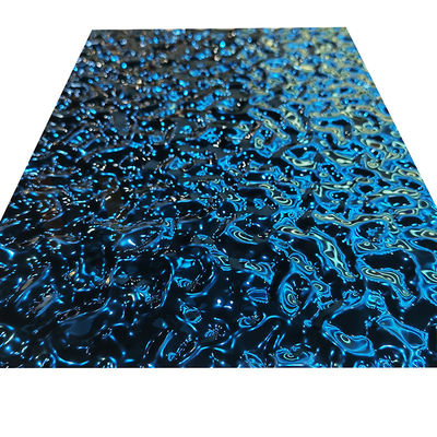 Sapphire Blue Color gravou a placa de aço inoxidável com superfície da ondinha da água