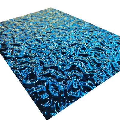 Sapphire Blue Color gravou a placa de aço inoxidável com superfície da ondinha da água