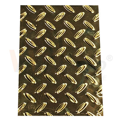 Placa do patim de Diamond Embossed Stainless Steel Sheet da grão do arroz anti com cor do ouro do titânio