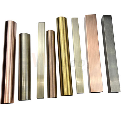O tubo soldado 0.3mm de aço inoxidável decorativo 201 304 da tubulação de Inox vácuo do espelho da linha fina de 316 categorias chapeou a cor de Pvd