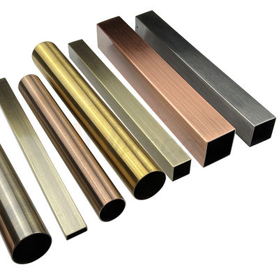 O tubo soldado 0.3mm de aço inoxidável decorativo 201 304 da tubulação de Inox vácuo do espelho da linha fina de 316 categorias chapeou a cor de Pvd