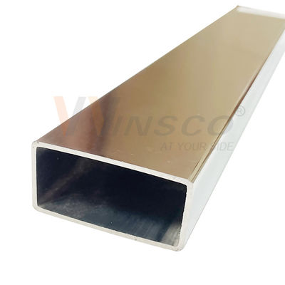 Decorativo TUBO BRILLANTE RETANGULAR LUSTROU 600 C-304 X tubulação lisa de aço inoxidável de Inox de 6 METROS