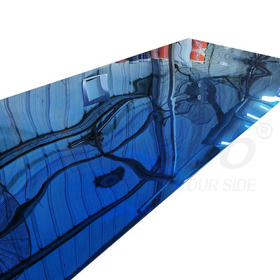 Safir azul PVD revestido de chapa de aço inoxidável espelho 8k acabamento AISI 201 chapa de metal inoxidável