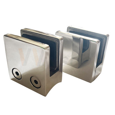 SS 304 316 Satin Mirror Flat Round Bottom Handrail Fittings 45mmx45mmx25mm Quadrado Grampos de vidro de aço inoxidável