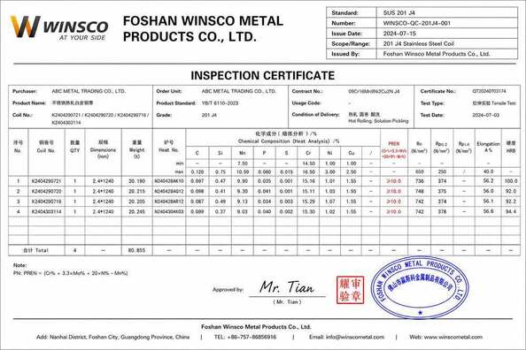 China (GuangDong)Foshan Winsco Metal Products Co., Ltd. Certificações