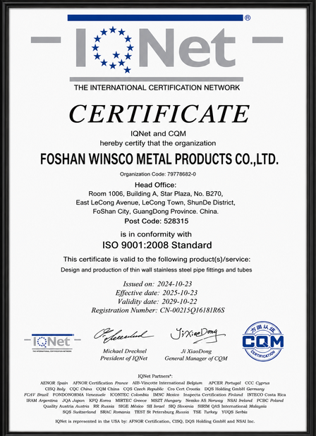 China (GuangDong)Foshan Winsco Metal Products Co., Ltd. Certificações