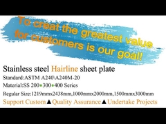 TP 201 304 316 430 folha de aço inoxidável de superfície decorativa da linha fina No.4 de AFP